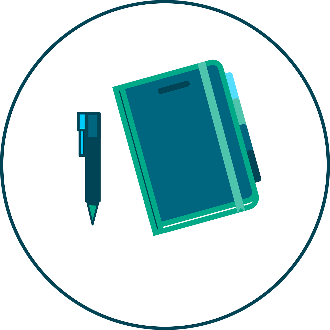 Illustration montrant un carnet et un stylo