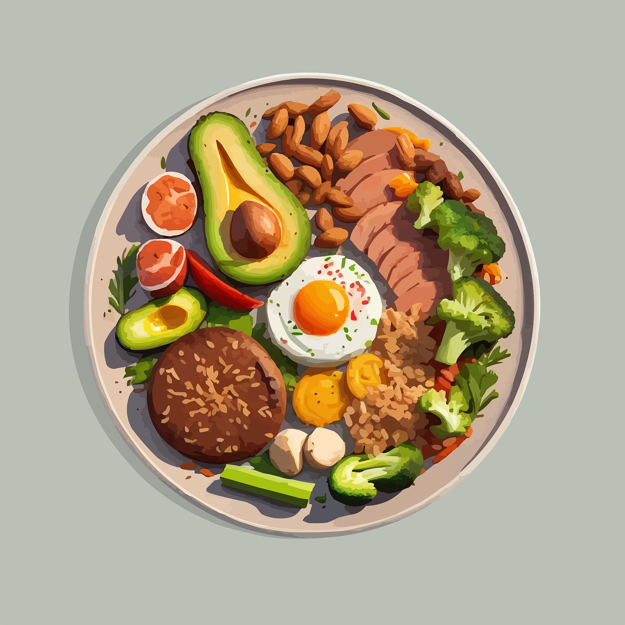 Illustration montrant une assiette de nourriture équilibrée